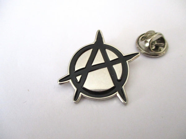 Anarchy Punk Metal Badge Silver Savage Amusement 4616