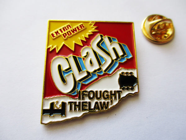 The Clash I Fought The Law Punk Metal Badge Gold Savage Amusement