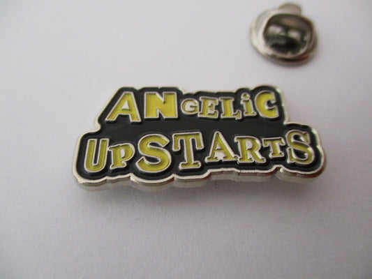 ANGELIC UPSTARTS PUNK METAL BADGE enamel pin (yellow logo)