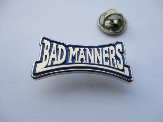 BAD MANNERS logo SKA METAL BADGE blue/silver enamel pin