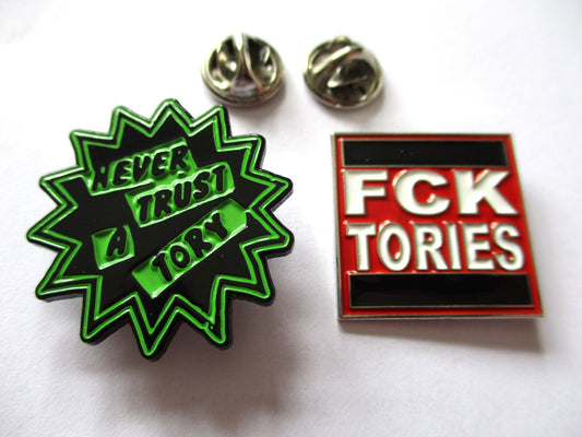 ANTI TORY METAL BADGE PACKS only £4.99ea