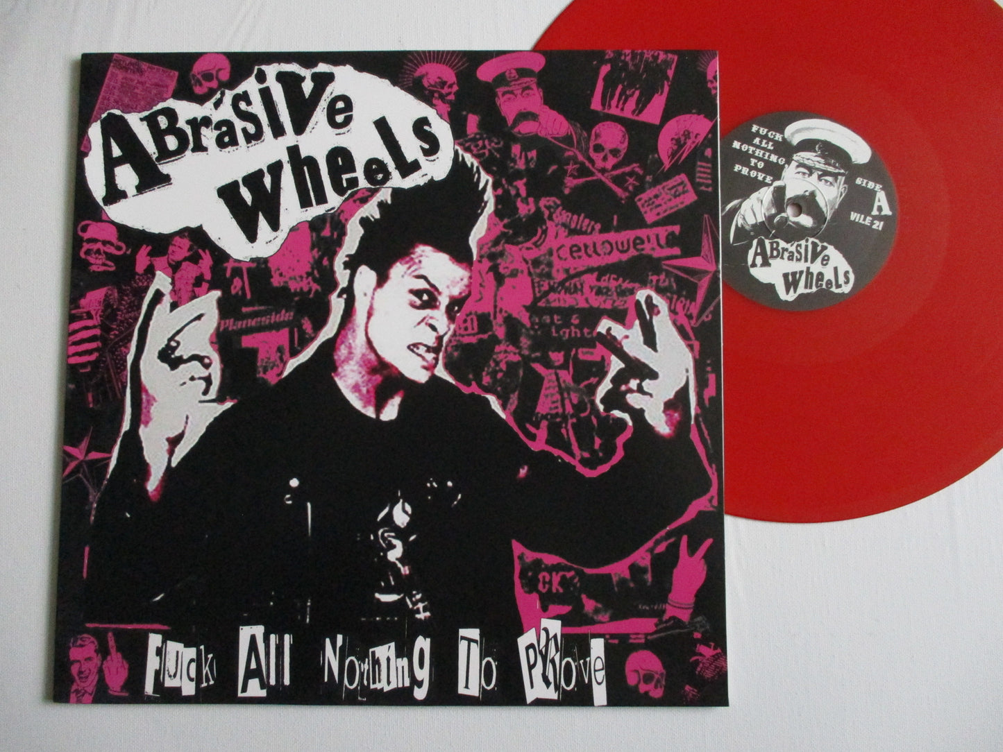 ABRASIVE WHEELS fuck all nothing to prove LP & poster