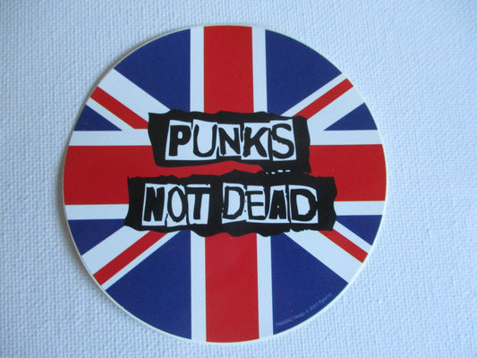 PUNKS NOT DEAD PUNK VINYL STICKER (union jack , medium)