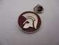 TROJAN HELMET small silver SKA METAL BADGE (red)