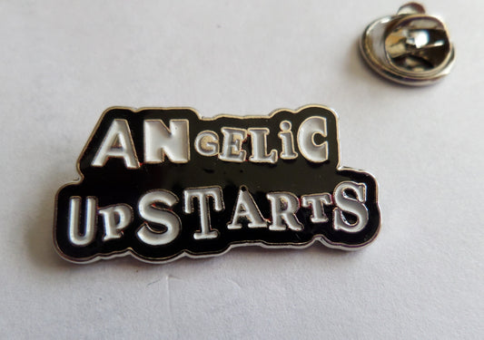 ANGELIC UPSTARTS (black) PUNK METAL BADGE