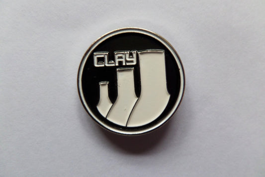 CLAY RECORDS embossed PUNK METAL BADGE ultra limited - few only! discharge gbh - Savage Amusement