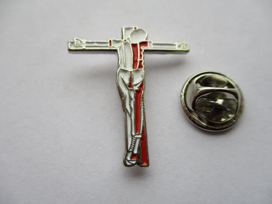 CRUCIFIED SKIN OI! SKINHEAD SKA METAL BADGE (red)