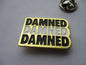 DAMNED damned damned PUNK METAL BADGE (gold)