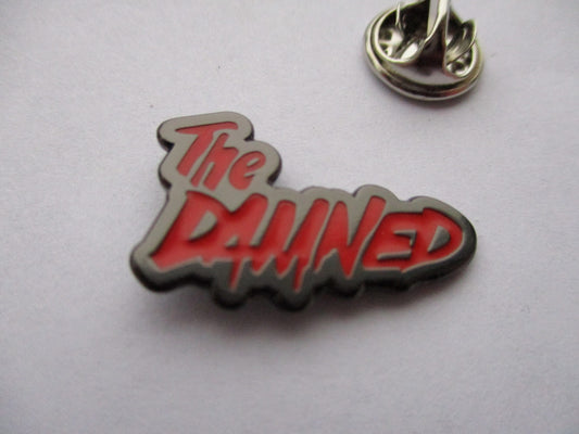 THE DAMNED red/black logo GOTH PUNK METAL BADGE