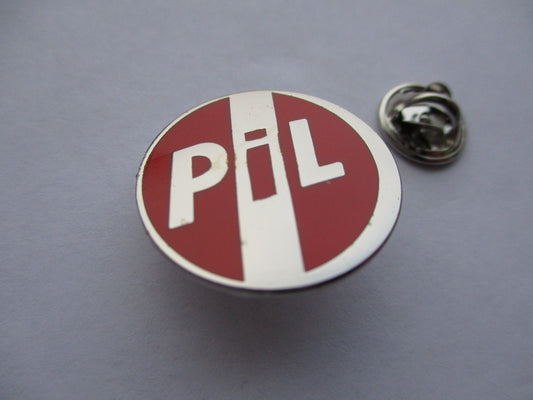 PIL punk metal badge (red/silver)