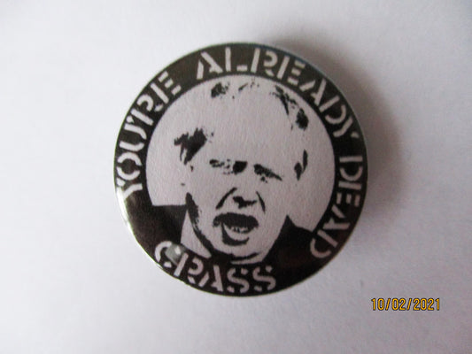 CRASS you're already dead anarcho punk badge - new BORIS version!