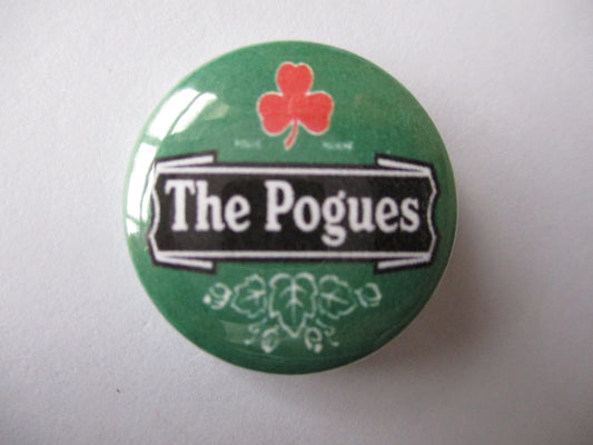 THE POGUES (shamrock logo) folk punk badge