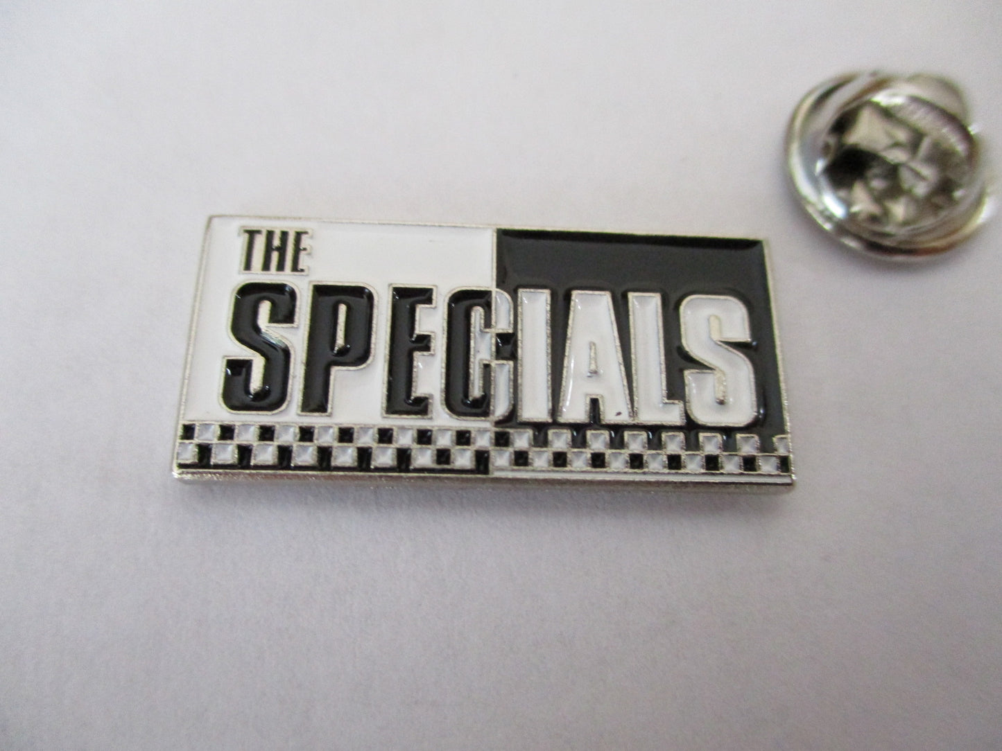 THE SPECIALS checked logo SKA METAL BADGE silver