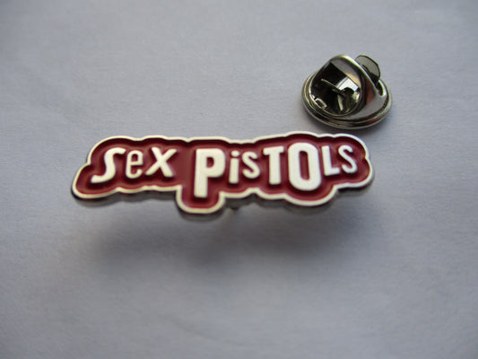 SEX PISTOLS red/silver logo PUNK METAL BADGE very few!