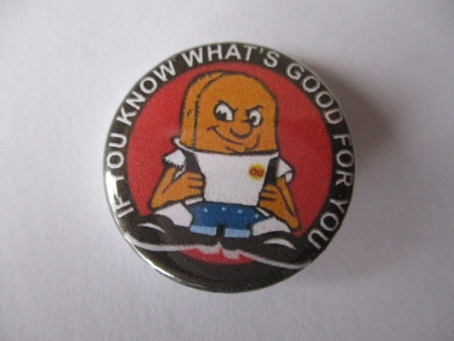 WEETABIX SKIN oi! punk badge (red)