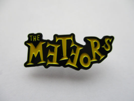 THE METEORS shaped logo PSYCHOBILLY METAL BADGE yellow