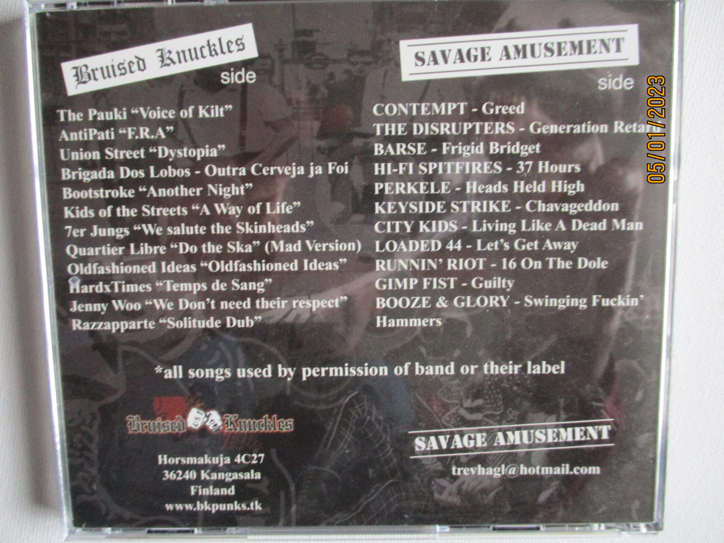 v/a BRUISED KNUCKLES vs SAVAGE AMUSEMENT CD (Oi!/Punk comp)