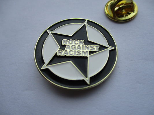 ROCK AGAINST RACISM PUNK METAL BADGE (gold)