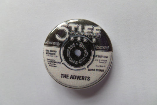 THE ADVERTS stiff label punk badge - Savage Amusement