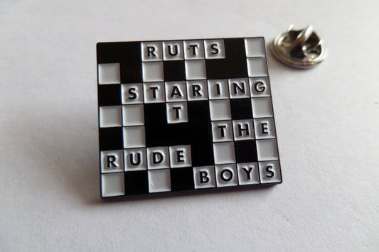 THE RUTS staring at the rude boys embossed PUNK METAL BADGE - Savage Amusement