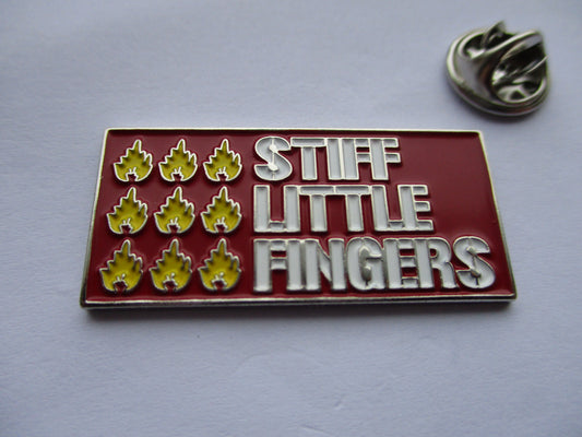 STIFF LITTLE FINGERS red PUNK METAL BADGE very few